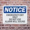 Signmission Exit Sign, Plastic, 10 in W, 7 in H, Emergency Exit Only Do Not Use Alarm Will Sound OS-2PACK-NS-P-710-L-11816 - alternate 8